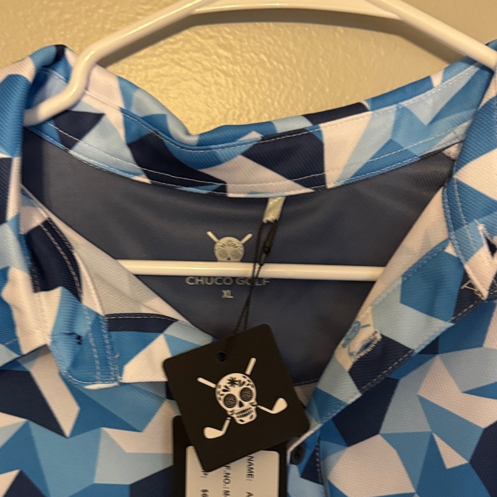 Blue Geometric Men's Polo Shirt